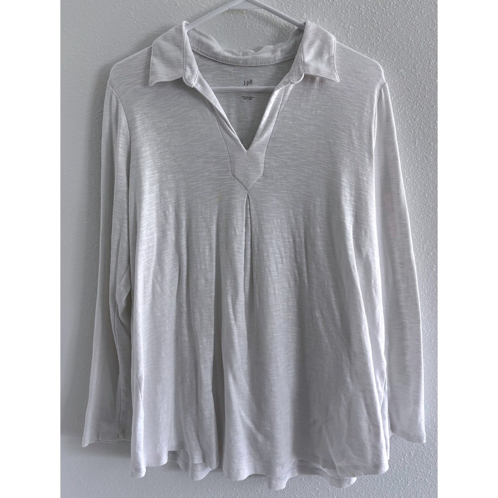 J Jill Shirt Womens Large‎ White Long Sleeve Capsule Minimalist Luxury